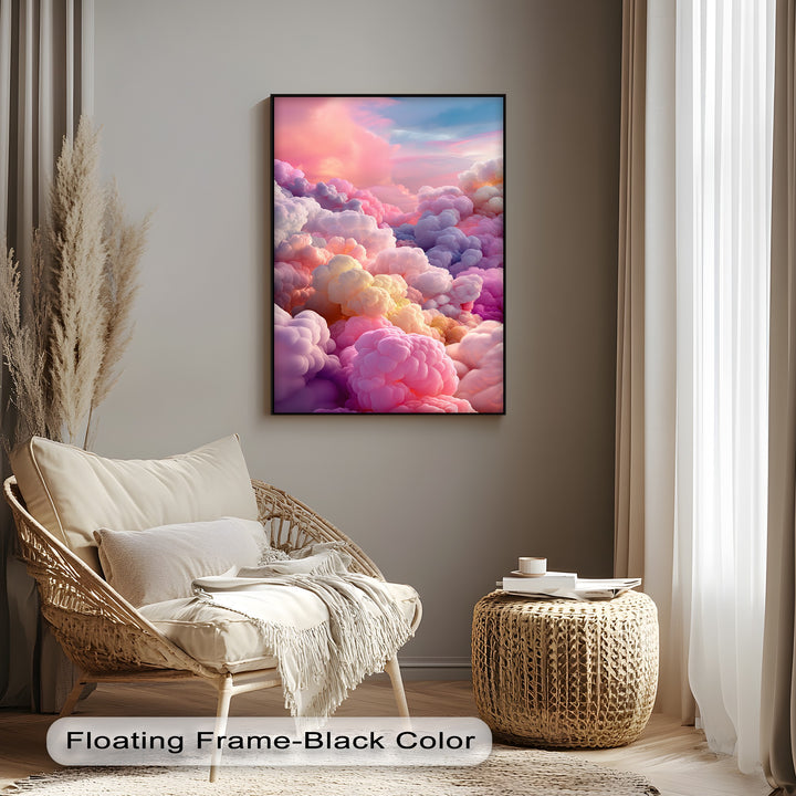 Cotton Sky Mirage – Dreamlike Pastel Cloudscape Canvas Print