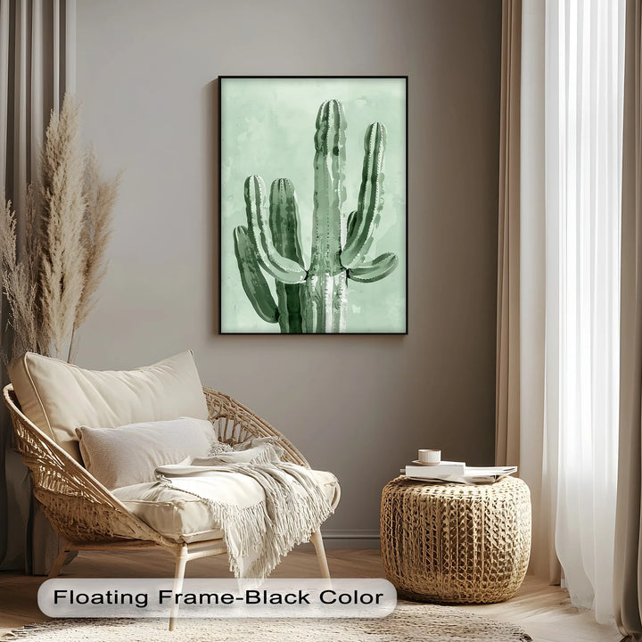 Modern Cactus Silhouette – Minimalist Desert Canvas Print - MyPhotoStation