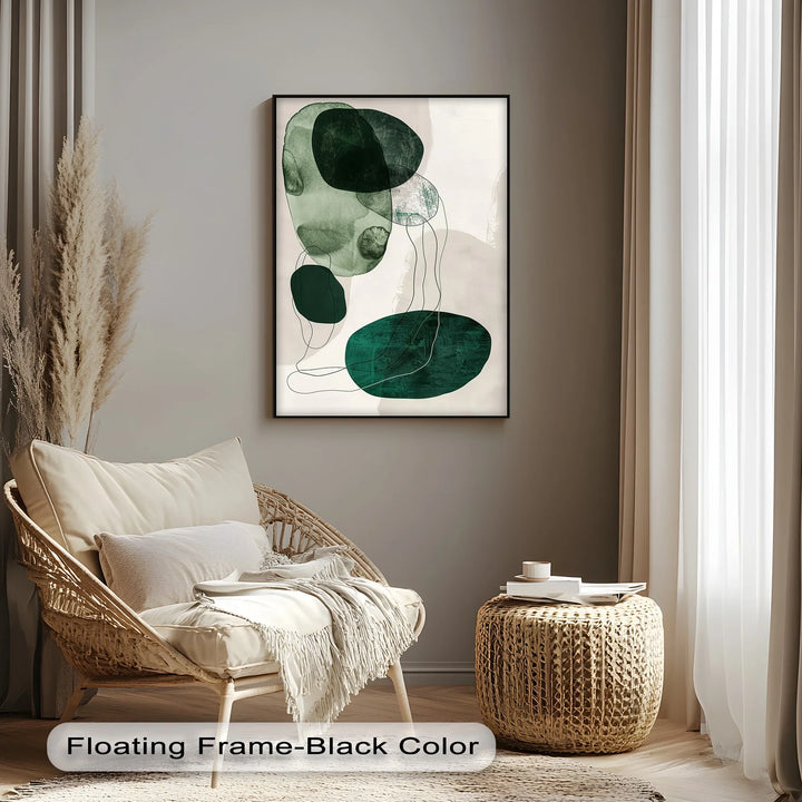 Floating Emerald Forms – Contemporary Abstract Canvas Print - MyPhotoStation