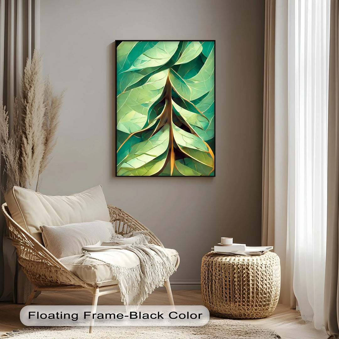 Radiant Leaf Veins – Stylized Botanical Geometry Canvas Print - MyPhotoStation