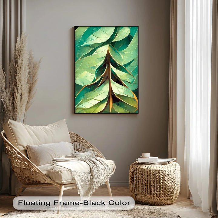 Radiant Leaf Veins – Stylized Botanical Geometry Canvas Print - MyPhotoStation