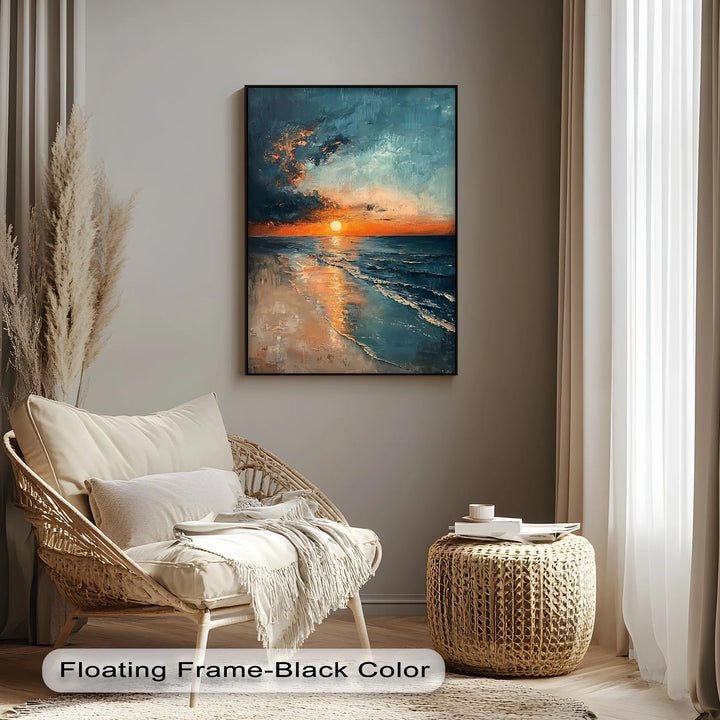 Sunset Serenity Over Ocean Shore – Tranquil Seascape Canvas Print - MyPhotoStation