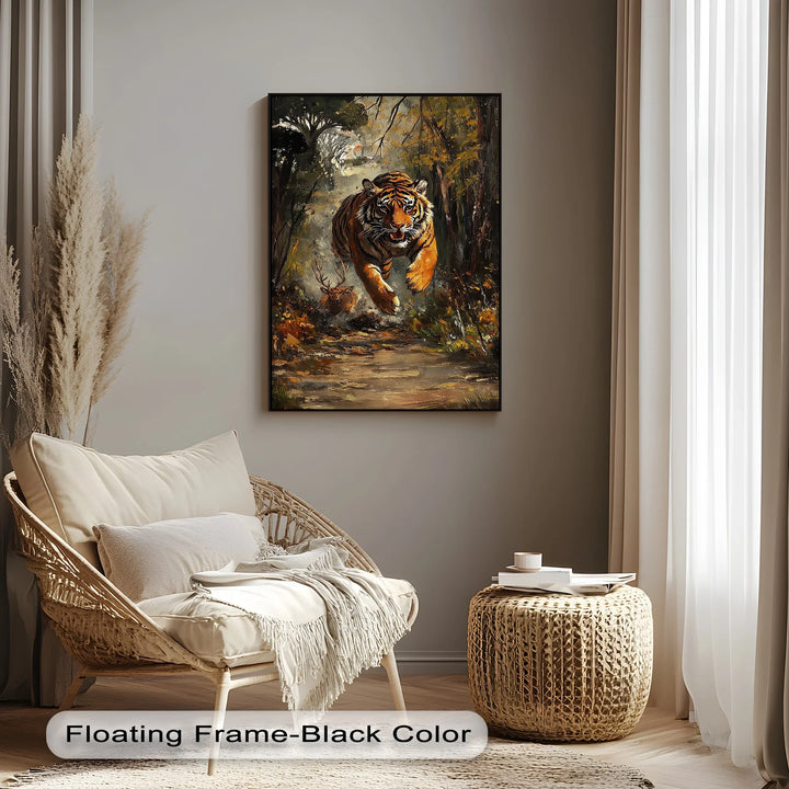 Predator's Pursuit – Wild Tiger Chase Animal Canvas Print - MyPhotoStation