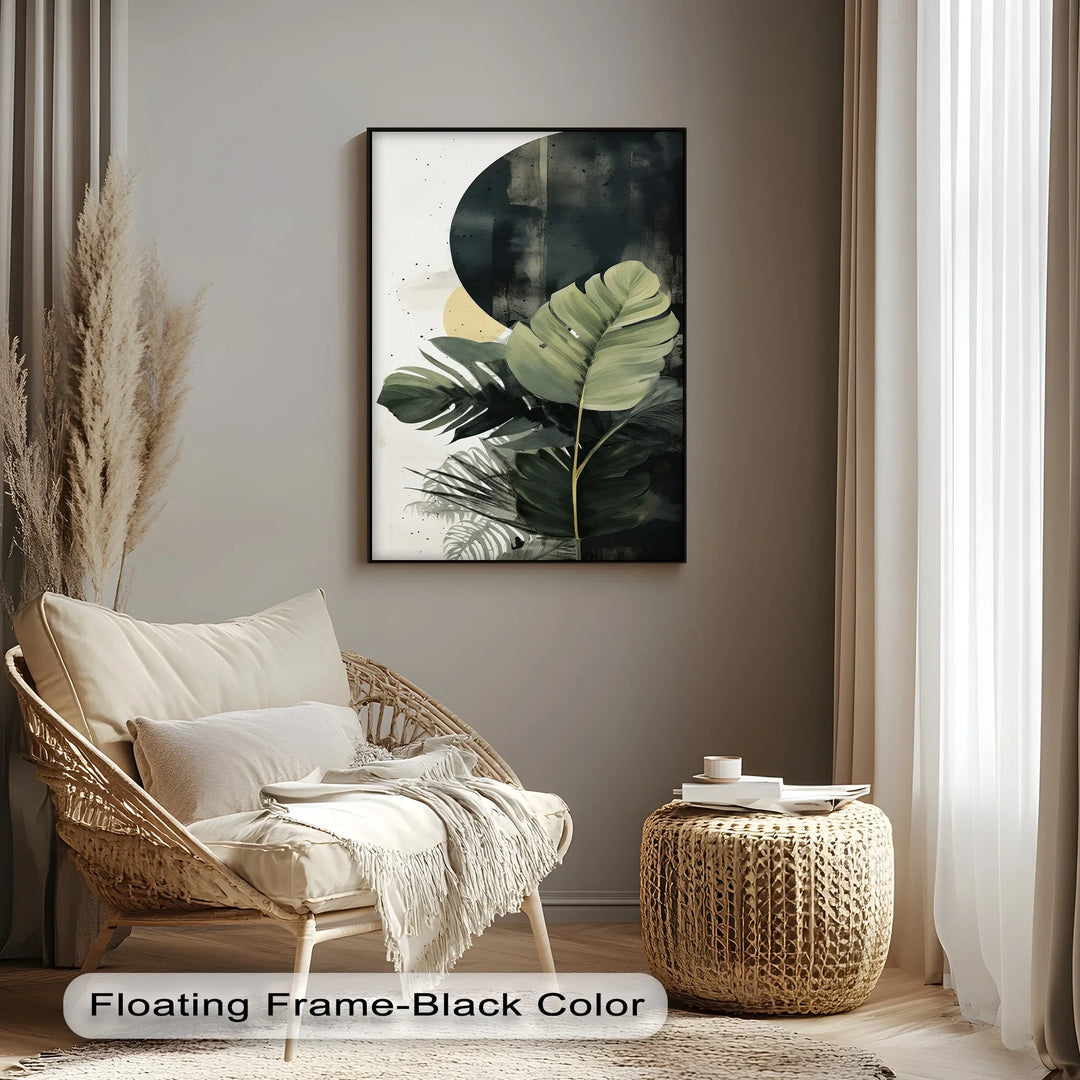 Tropical Eclipse – Modern Monstera Leaf Canvas Print - MyPhotoStation