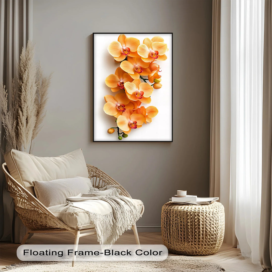 Golden Orchid Radiance – Orange Phalaenopsis Floral Canvas Print - MyPhotoStation