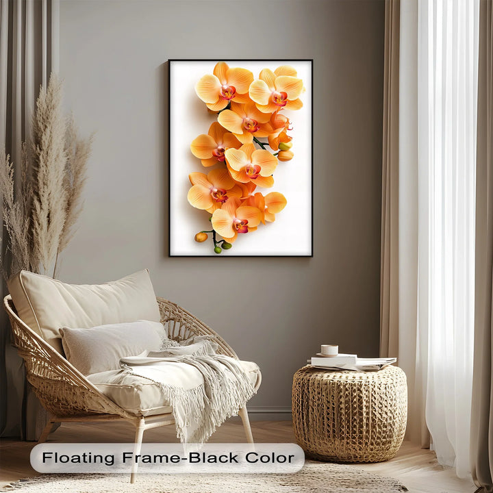 Golden Orchid Radiance – Orange Phalaenopsis Floral Canvas Print - MyPhotoStation