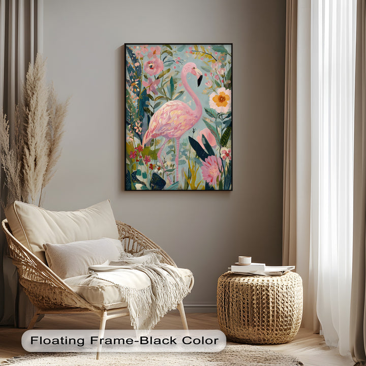 Flamingo in Bloom – Pastel Pink Flamingo Canvas Print