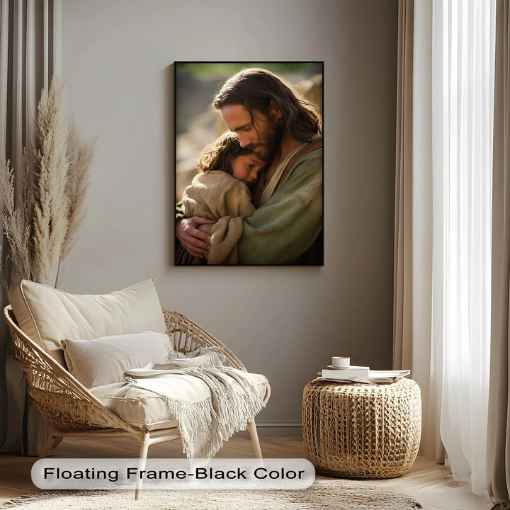 Sacred Shelter – Jesus Embracing a Child Canvas Print - MyPhotoStation