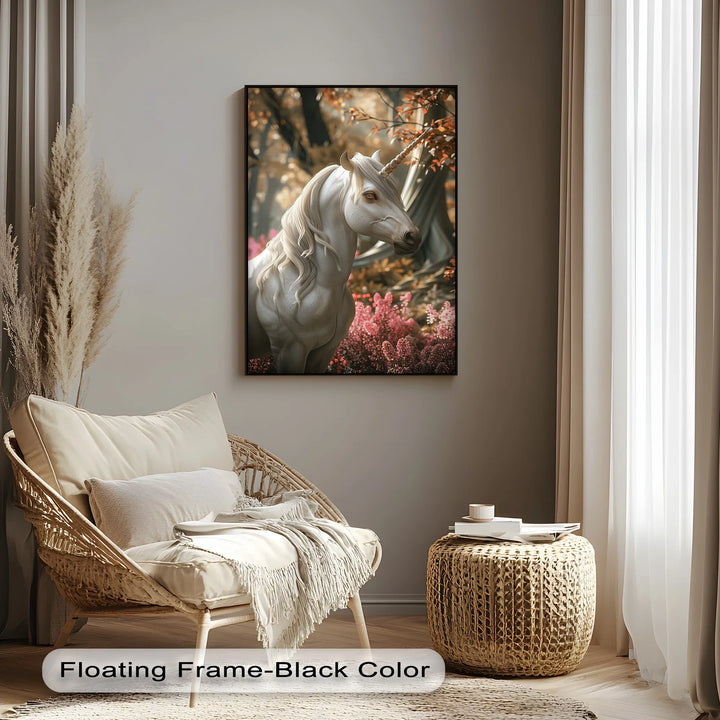 Elegant White Fantasy Horse in Woodland - Animal Canvas Print - MyPhotoStation
