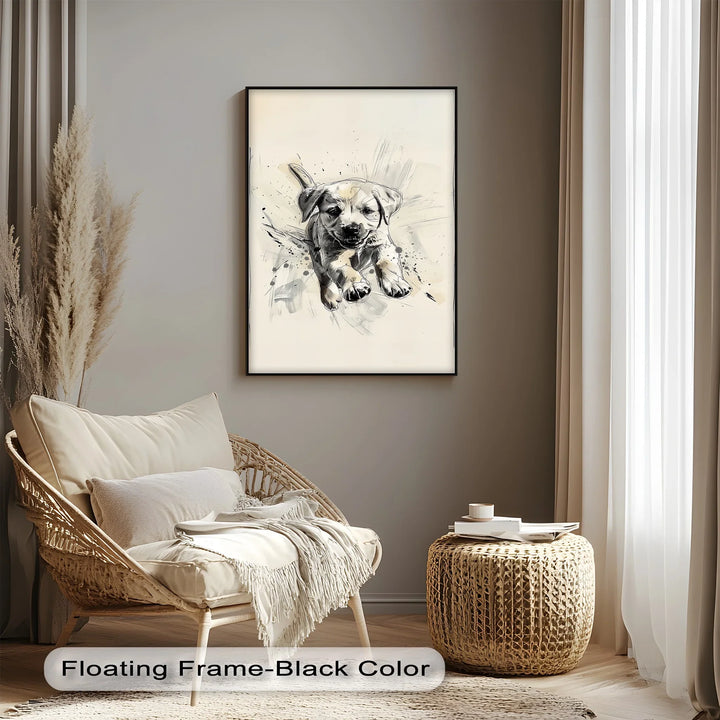 Leap of Joy – Sketch Style Playful Puppy Art Puppies Canvas Print - MyPhotoStation