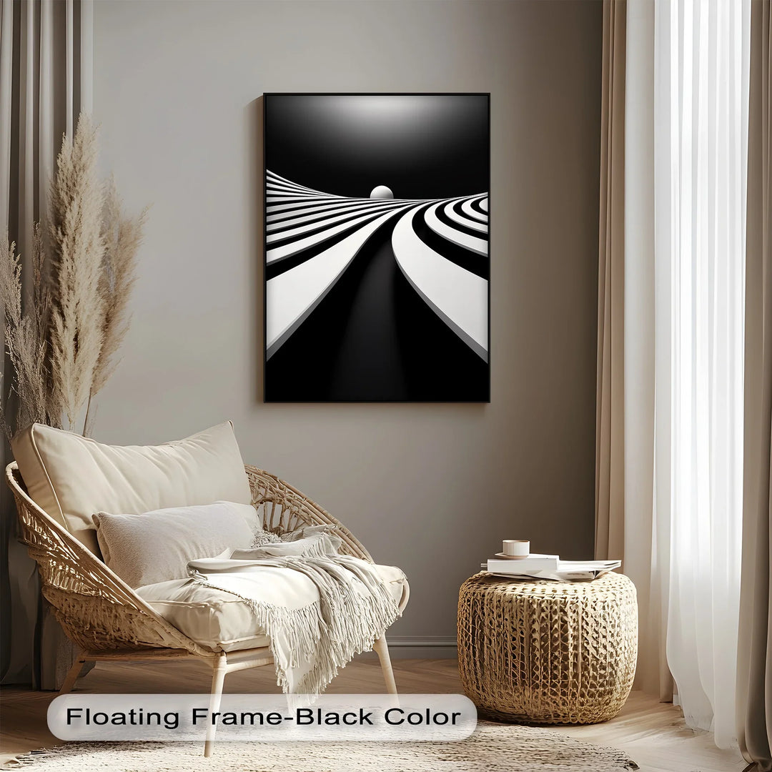 Minimalist Horizon Flow – Black & White Canvas Print - MyPhotoStation