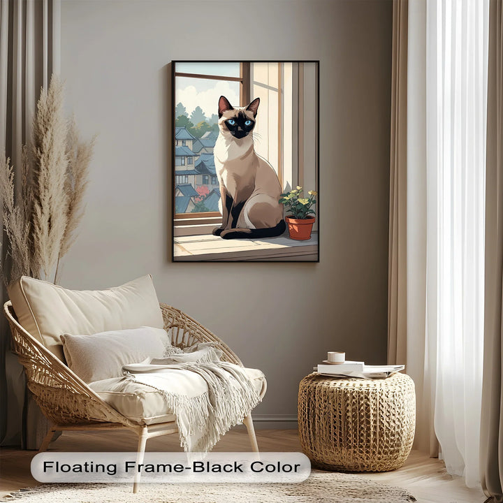 Siamese Cat in Japanese-Inspired Setting - Cat Canvas Print - MyPhotoStation