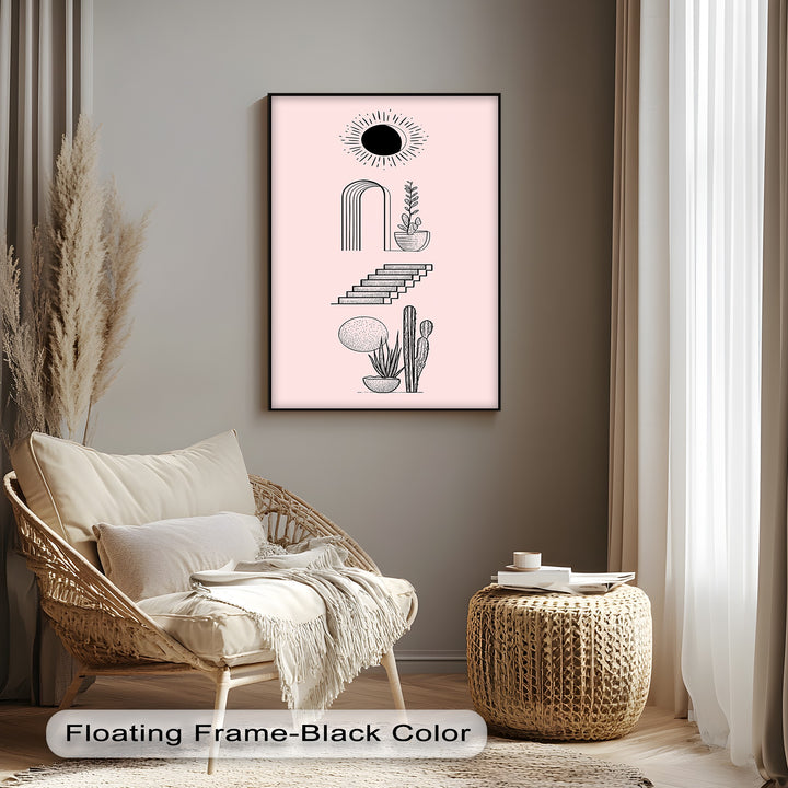Desert Geometry – Minimalist Boho Cactus Canvas Print