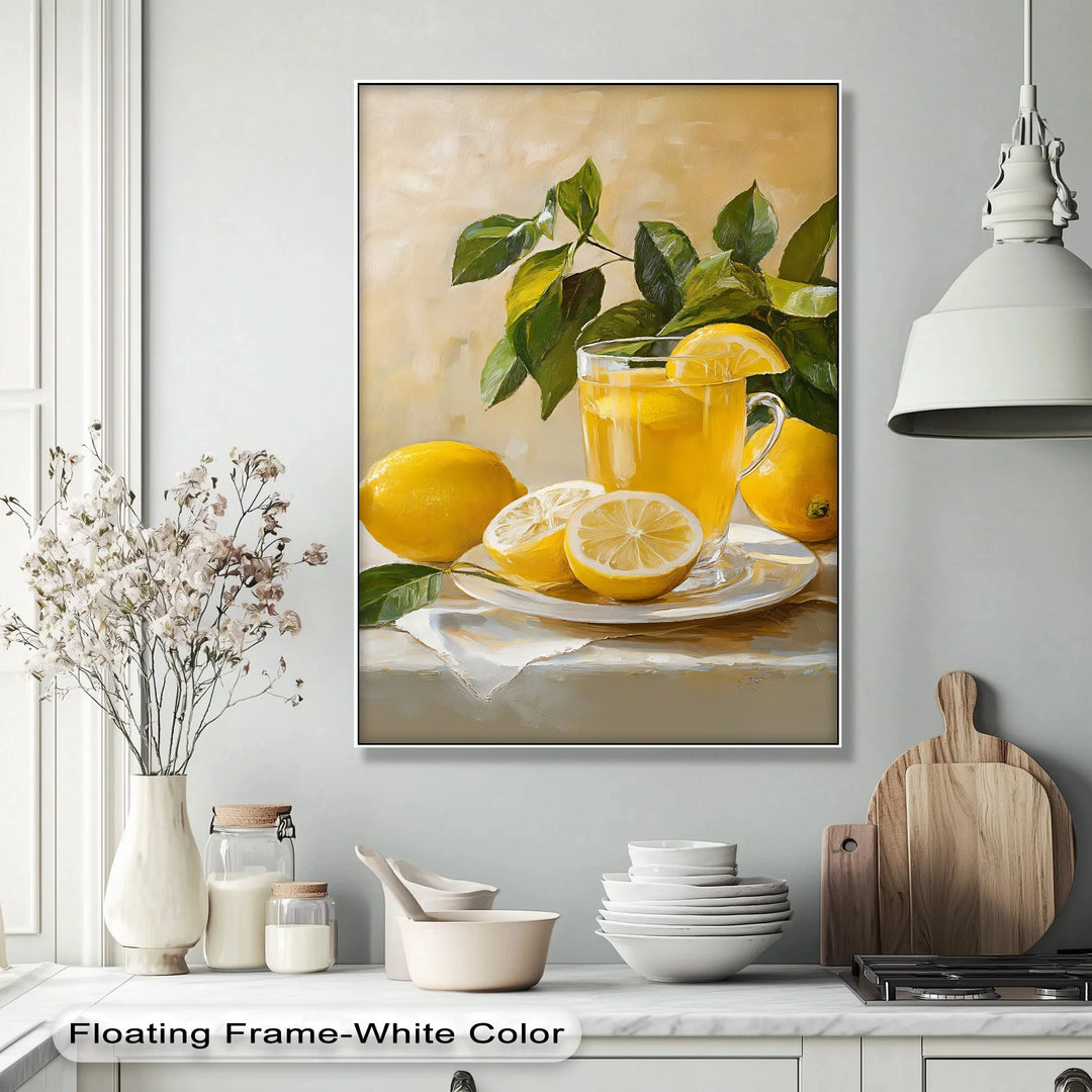 Citrus Morning – Lemon Tea Still Life Kitchen Canvas Print - MyPhotoStation