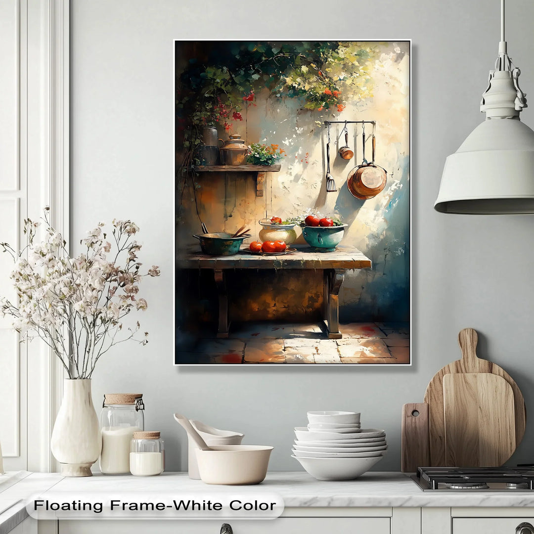 Tuscan Courtyard Kitchen – Rustic Mediterranean Canvas Print - MyPhotoStation