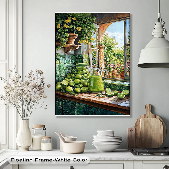 Lime Harvest Kitchen Scene – Mediterranean Style Canvas Print - MyPhotoStation