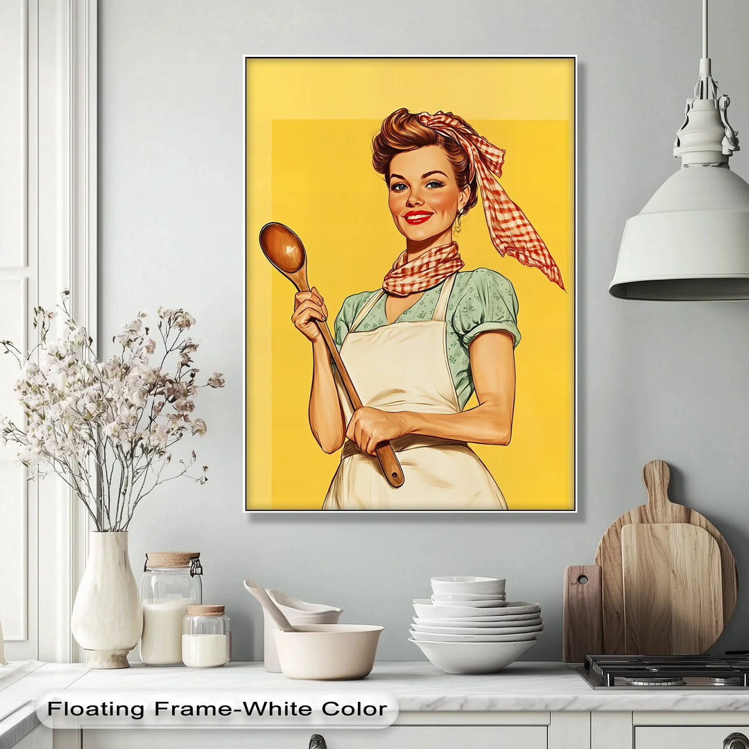 Retro Kitchen Muse – Vintage Cooking Lady Canvas Print - MyPhotoStation