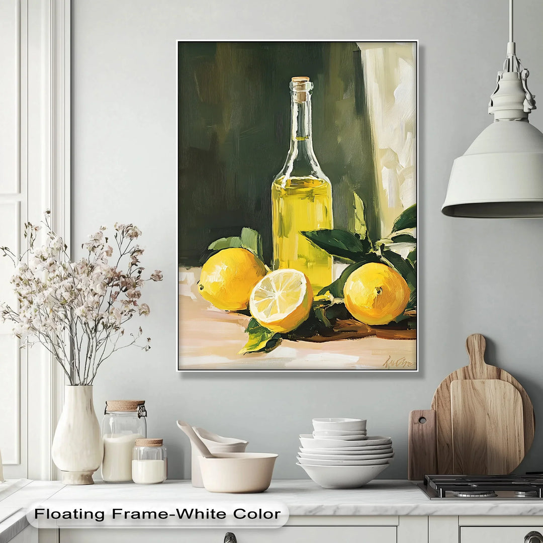 Mediterranean Essence – Lemons and Olive Oil Canvas Print - MyPhotoStation