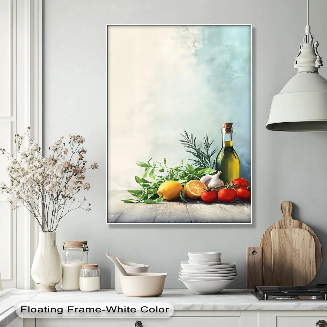 Essence of the Mediterranean – Olive Oil & Herb Kitchen Canvas Print - MyPhotoStation