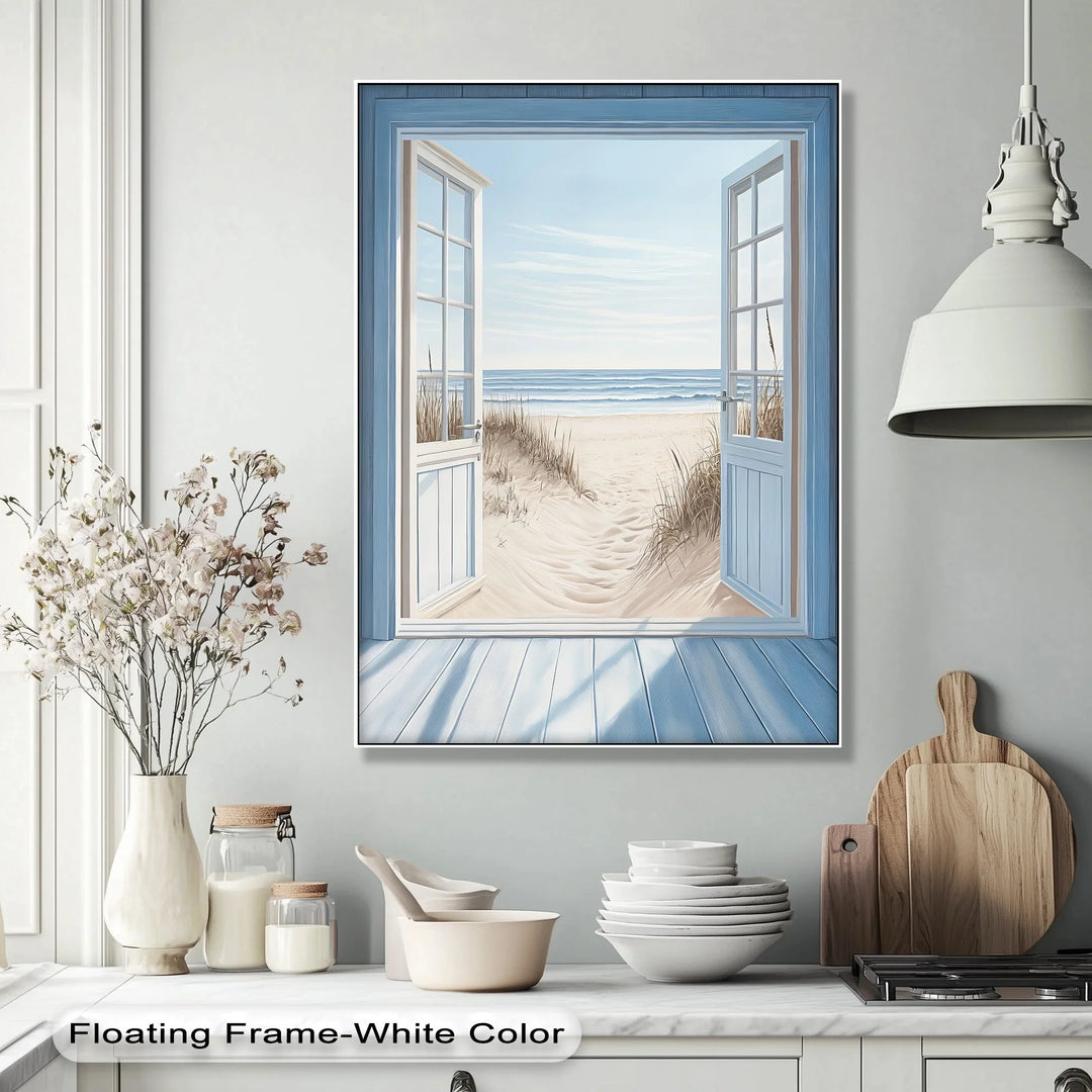 Open to the Sea – Tranquil Beach View Kitchen Canvas Print - MyPhotoStation