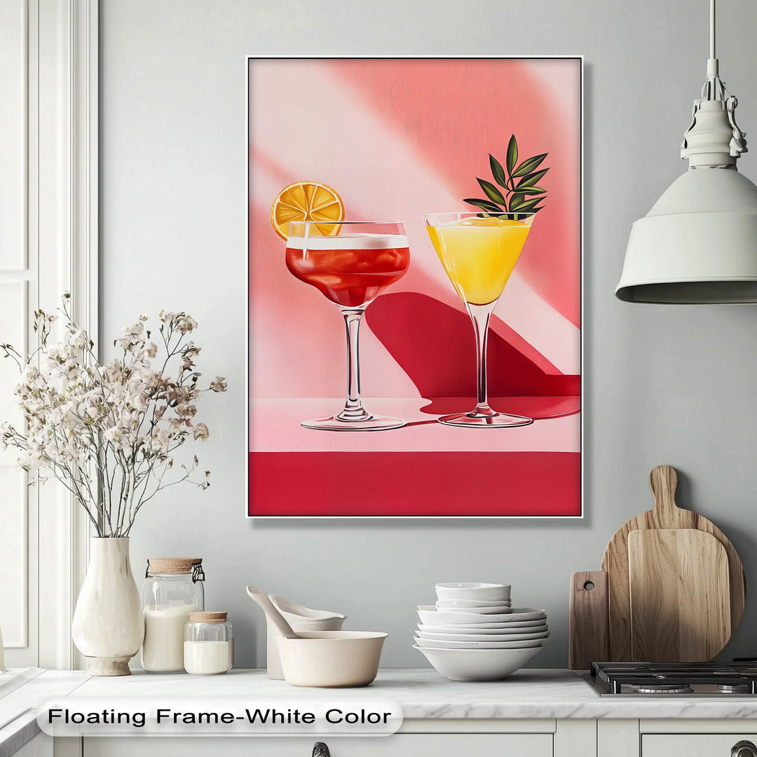 Sunset Sips – Modern Cocktail Glasses Canvas Print - MyPhotoStation