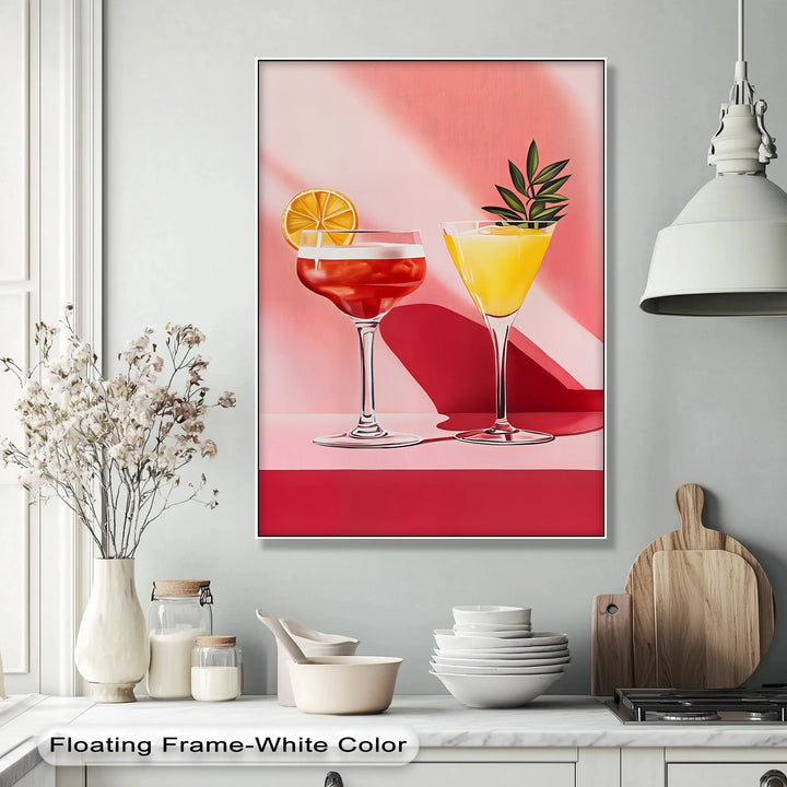 Sunset Sips – Modern Cocktail Glasses Canvas Print - MyPhotoStation