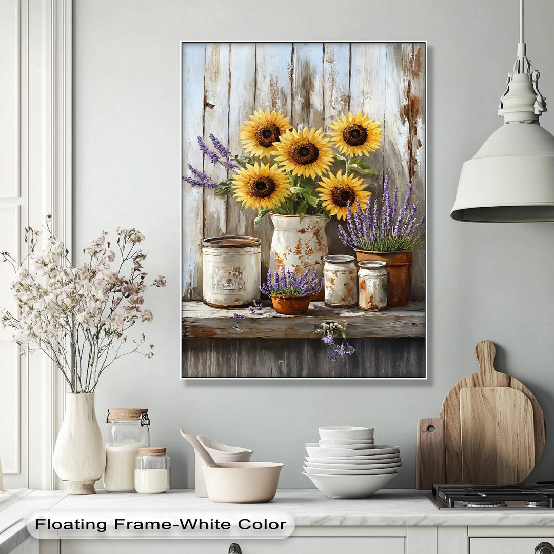 Sunflowers & Lavender – Rustic Farmhouse Floral Canvas Print - MyPhotoStation