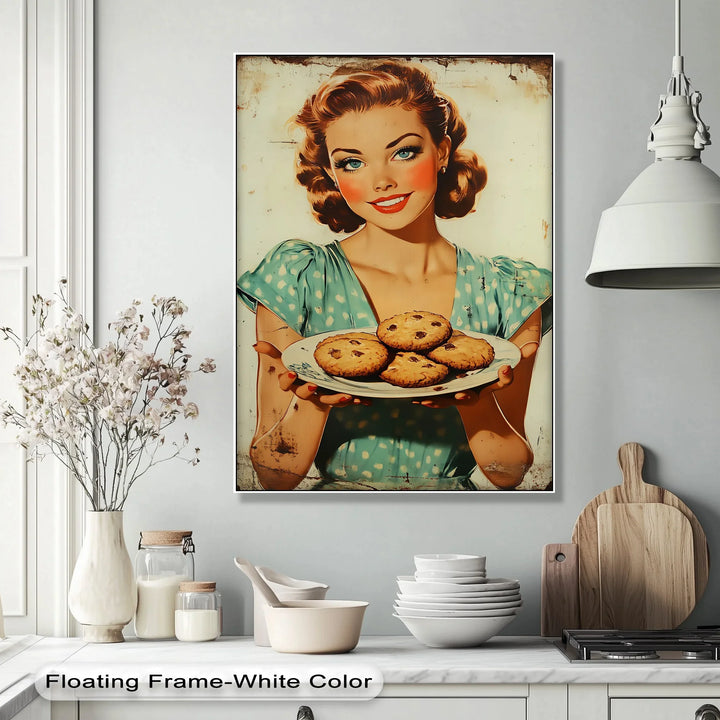 Sweet Smile – Retro Cookie Lady Kitchen Canvas Print - MyPhotoStation