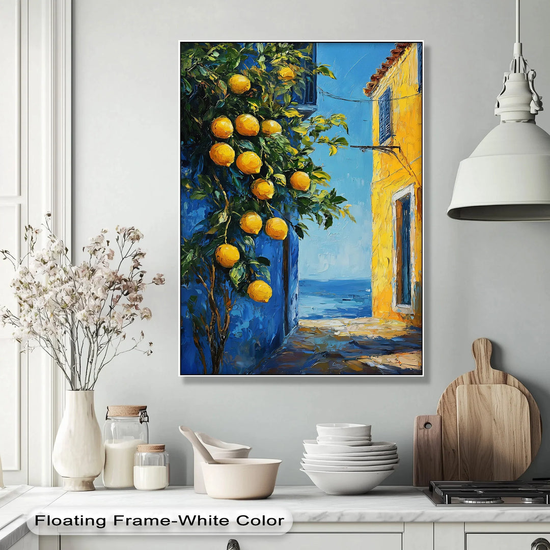 Mediterranean Alley with Lemons – Coastal Kitchen Canvas Print - MyPhotoStation