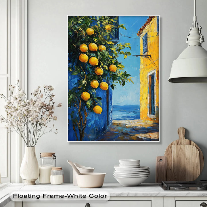 Mediterranean Alley with Lemons – Coastal Kitchen Canvas Print - MyPhotoStation