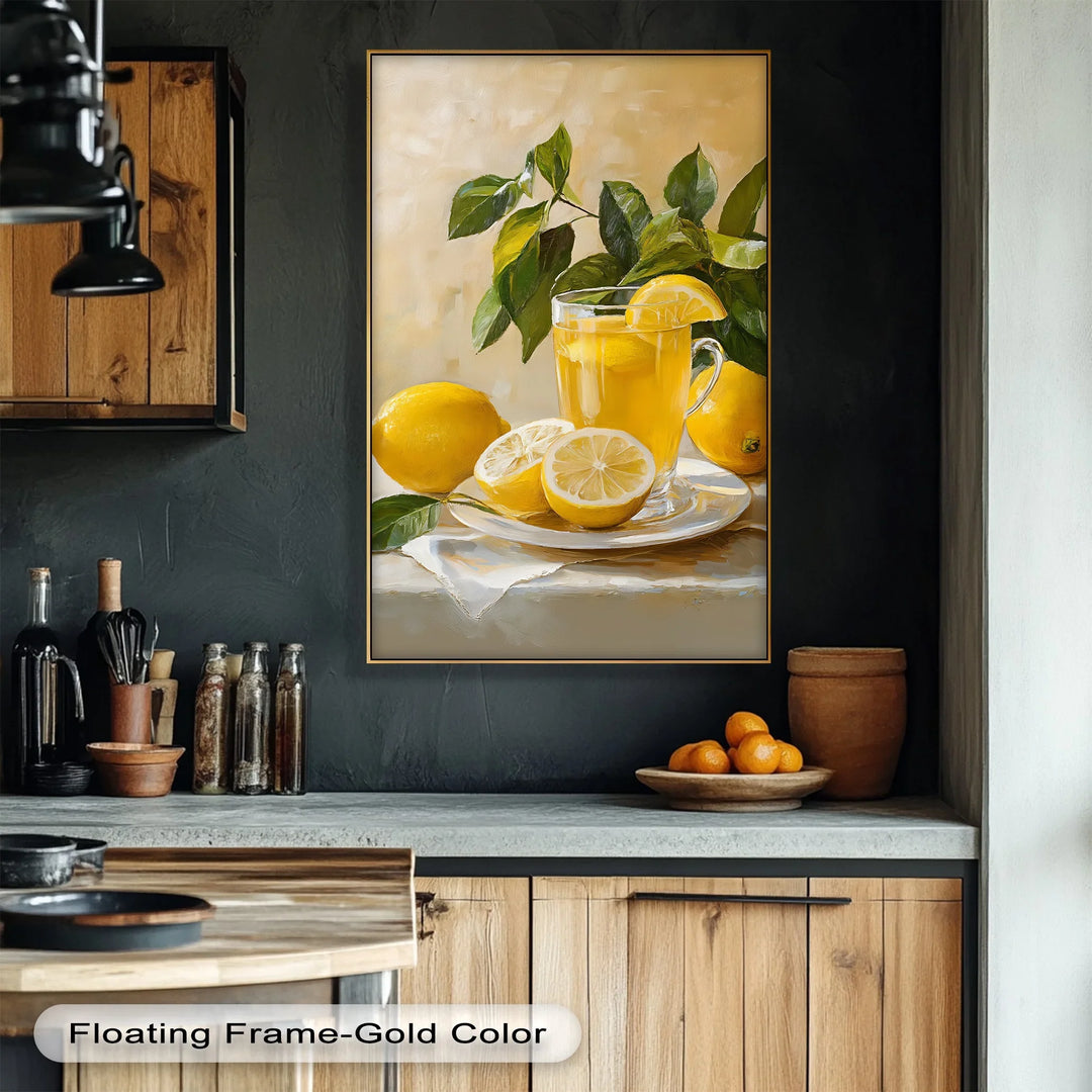 Citrus Morning – Lemon Tea Still Life Kitchen Canvas Print - MyPhotoStation
