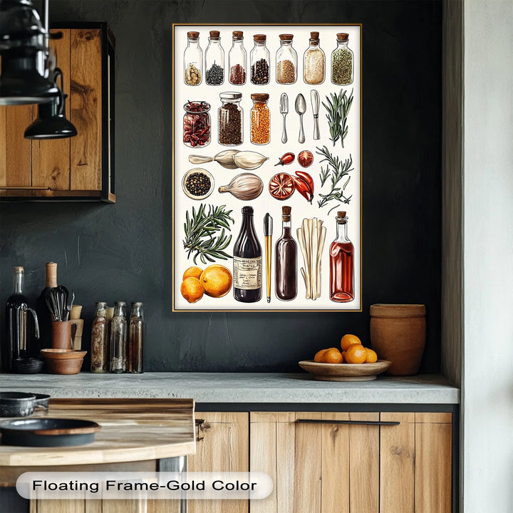 Kitchen Essentials – Illustrated Herbs & Spices Canvas Print - MyPhotoStation