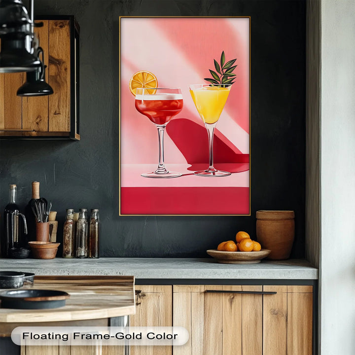 Sunset Sips – Modern Cocktail Glasses Canvas Print - MyPhotoStation