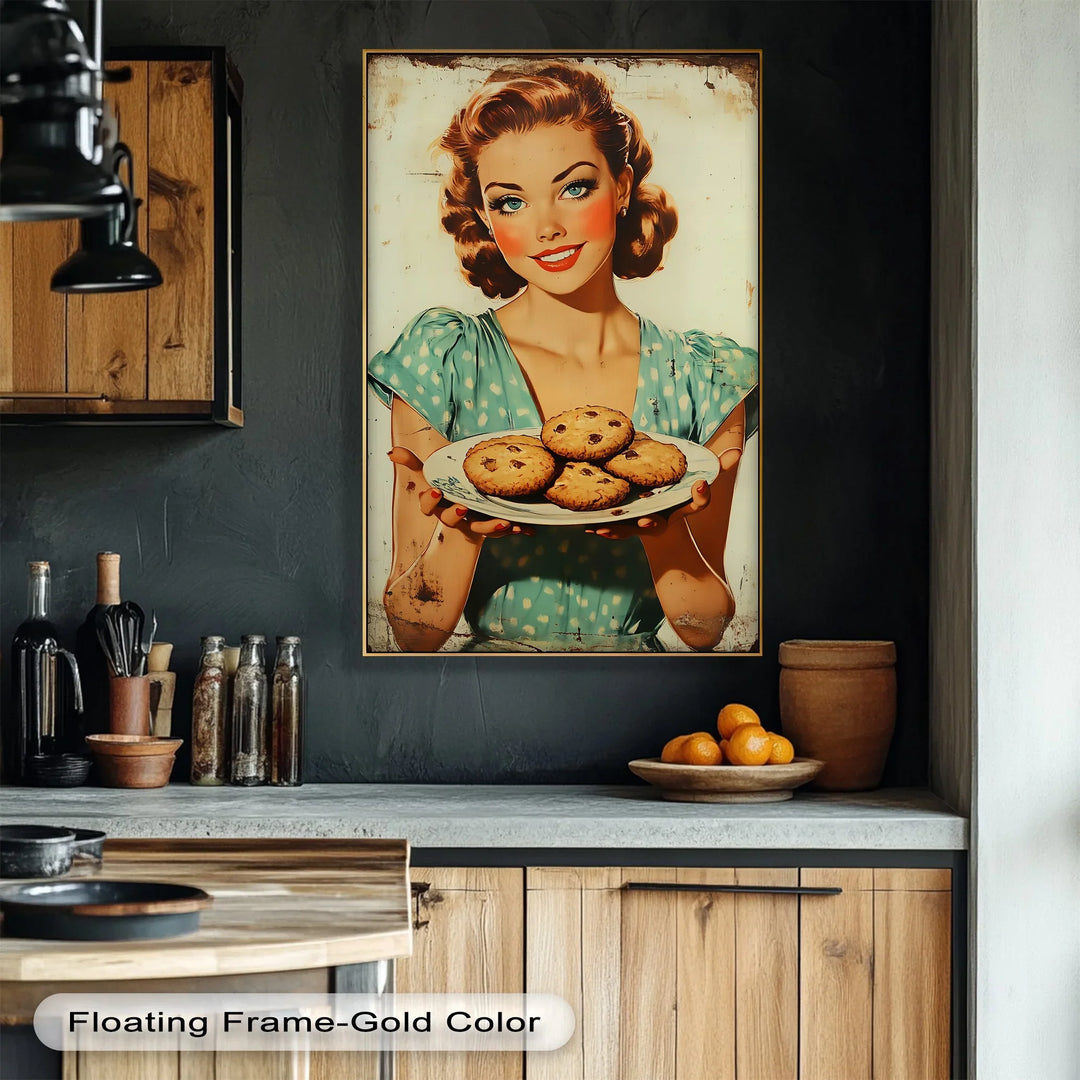 Sweet Smile – Retro Cookie Lady Kitchen Canvas Print - MyPhotoStation