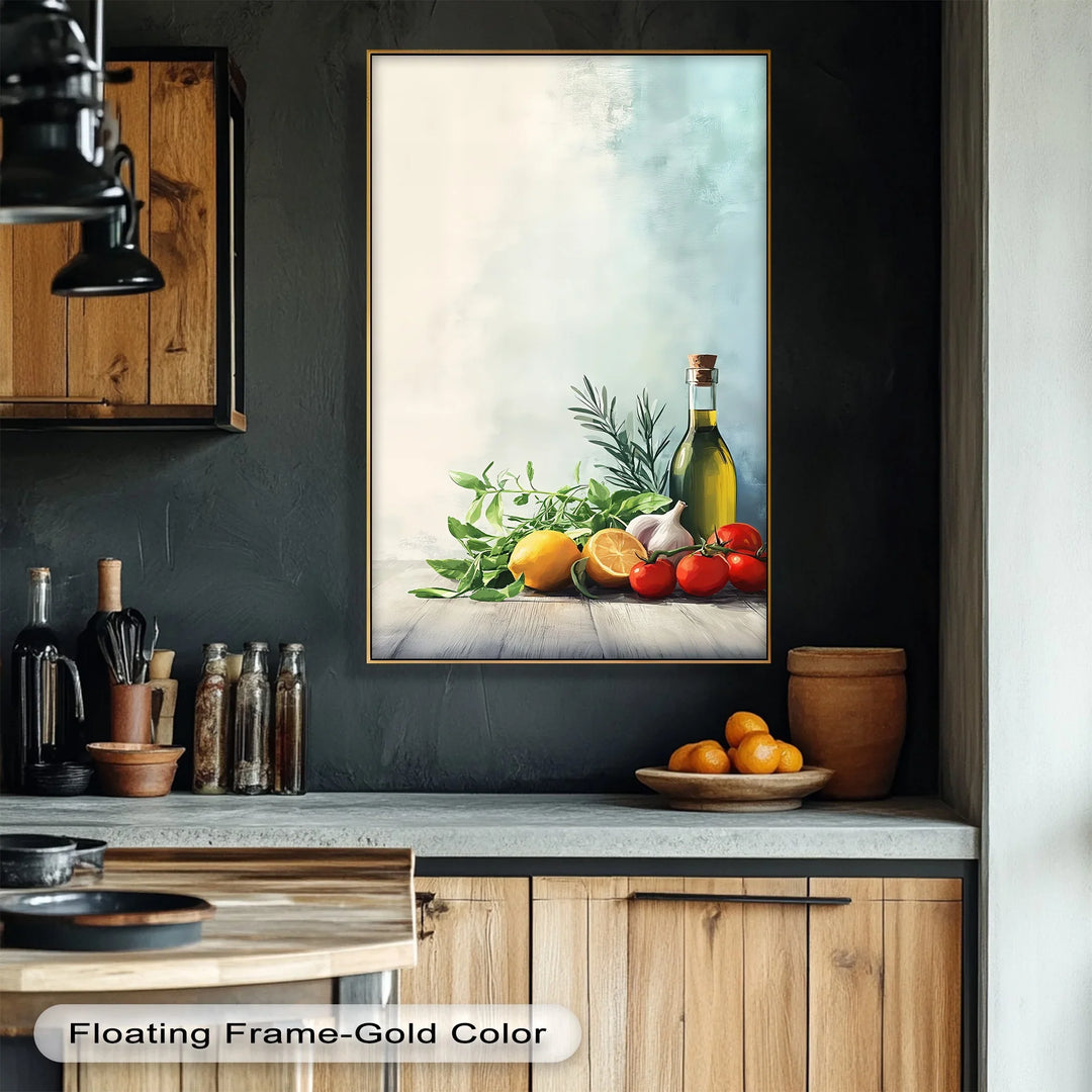 Essence of the Mediterranean – Olive Oil & Herb Kitchen Canvas Print - MyPhotoStation