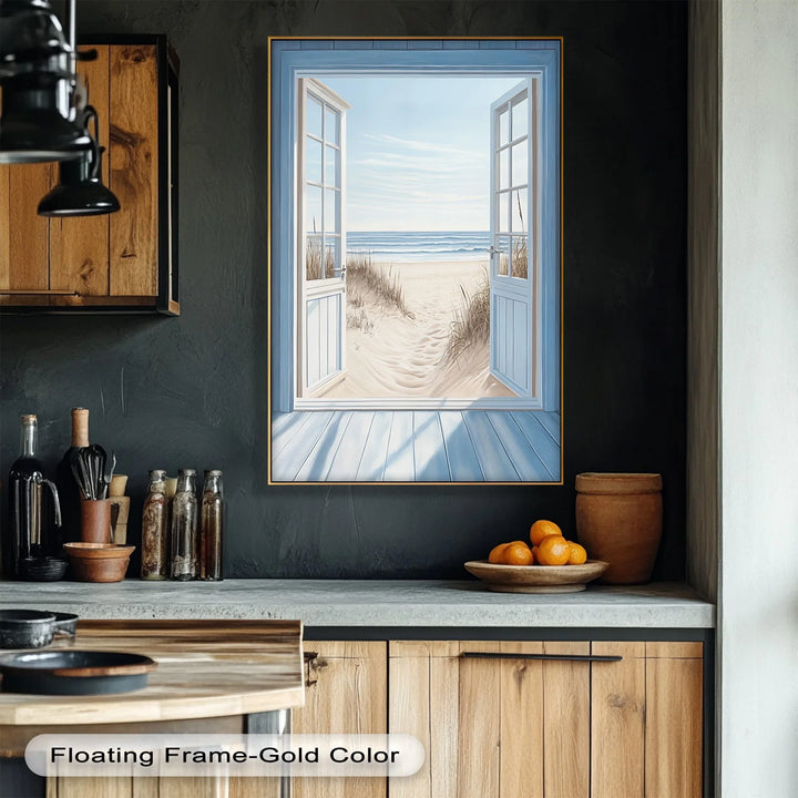 Open to the Sea – Tranquil Beach View Kitchen Canvas Print - MyPhotoStation