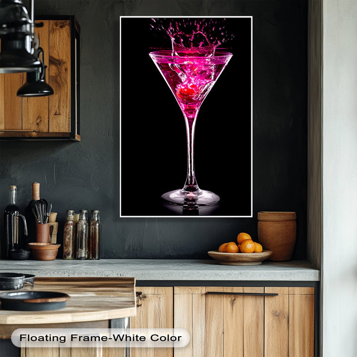 The vibrant and energetic mood of this glamorous pink martini splash is perfectly captured in high-quality canvas art prints.