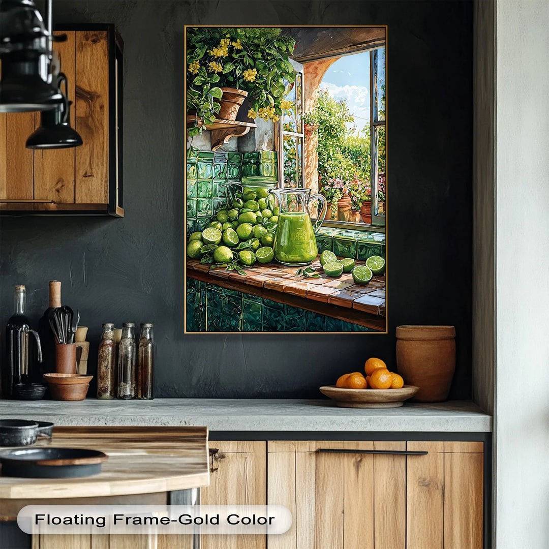 Lime Harvest Kitchen Scene – Mediterranean Style Canvas Print - MyPhotoStation