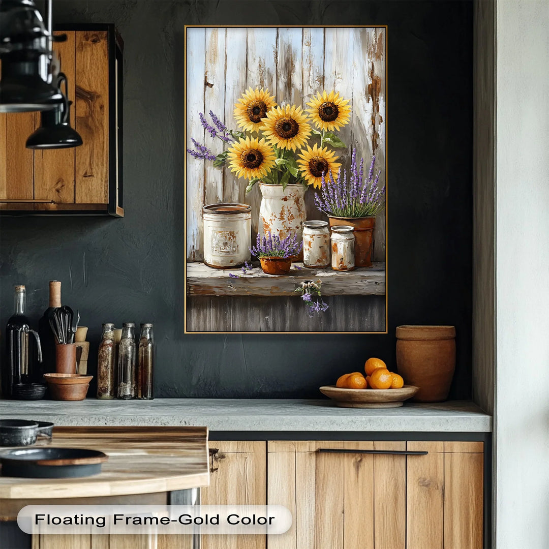 Sunflowers & Lavender – Rustic Farmhouse Floral Canvas Print - MyPhotoStation