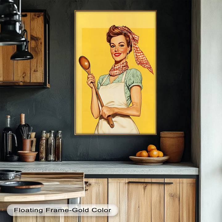 Retro Kitchen Muse – Vintage Cooking Lady Canvas Print - MyPhotoStation