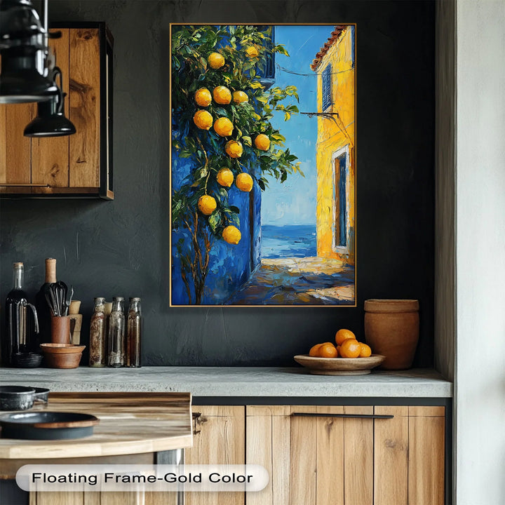 Mediterranean Alley with Lemons – Coastal Kitchen Canvas Print - MyPhotoStation
