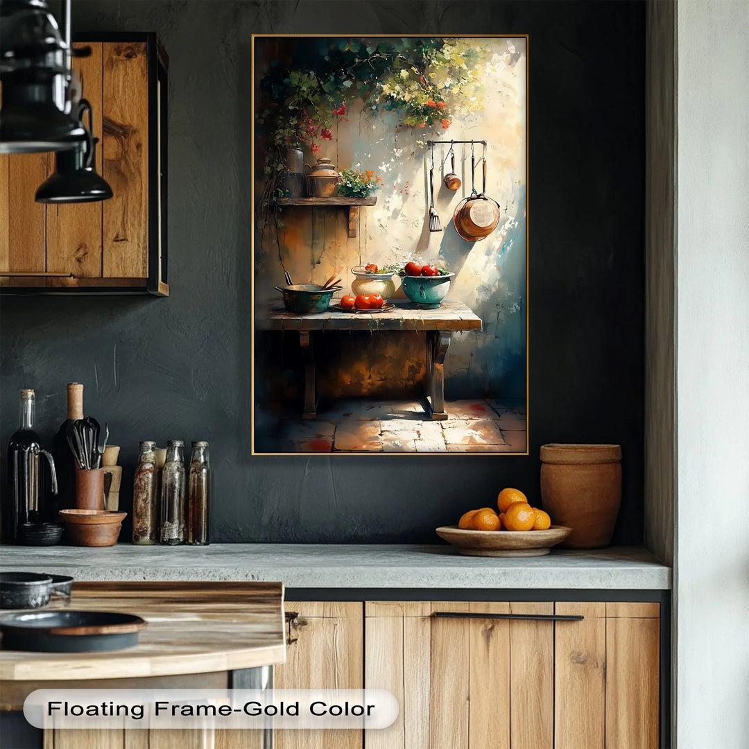 Tuscan Courtyard Kitchen – Rustic Mediterranean Canvas Print - MyPhotoStation