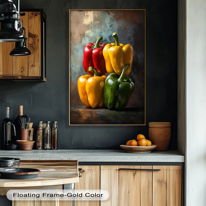 Bell Pepper Harmony – Colorful Still Life Kitchen Canvas Print - MyPhotoStation