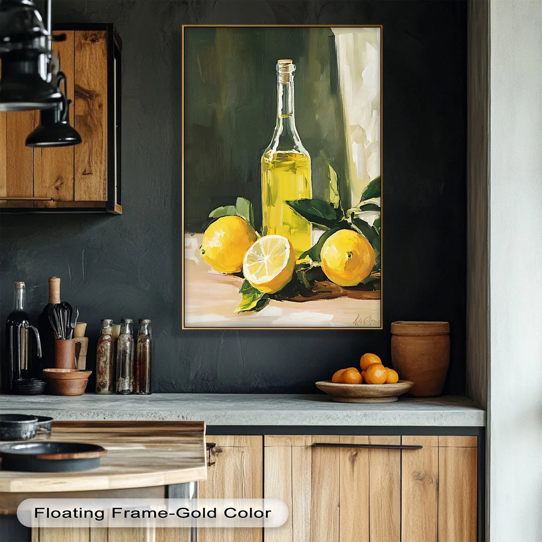 Mediterranean Essence – Lemons and Olive Oil Canvas Print - MyPhotoStation