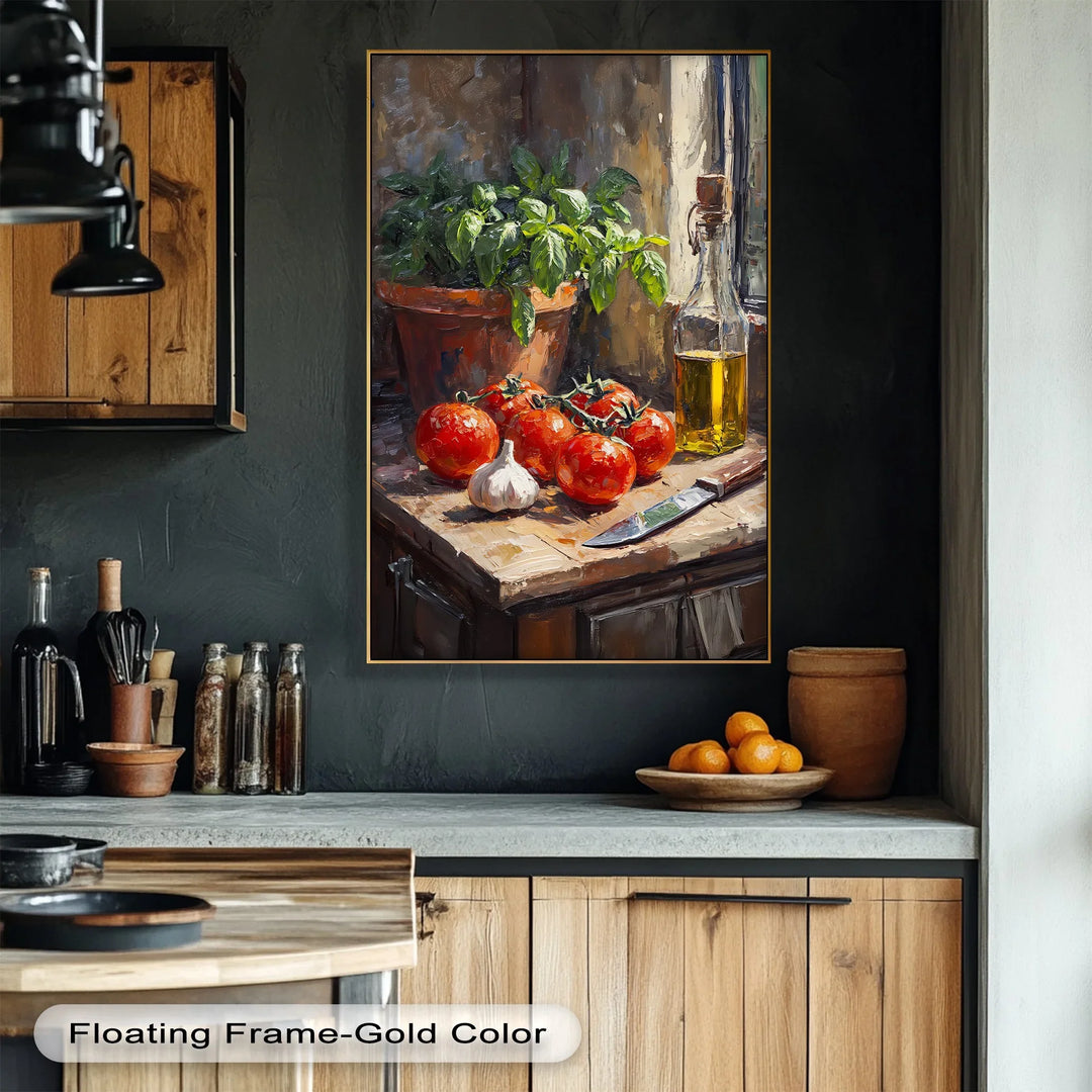 Tuscan Kitchen Still Life – Tomato & Basil Canvas Print - MyPhotoStation