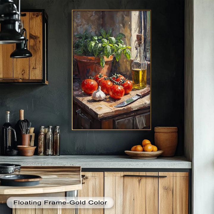 Tuscan Kitchen Still Life – Tomato & Basil Canvas Print - MyPhotoStation