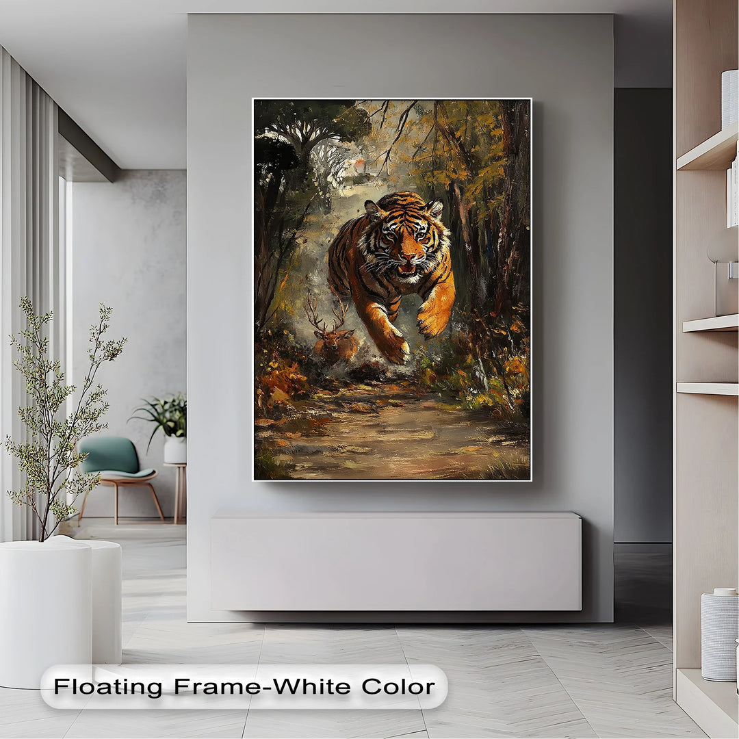 Predator's Pursuit – Wild Tiger Chase Animal Canvas Print - MyPhotoStation