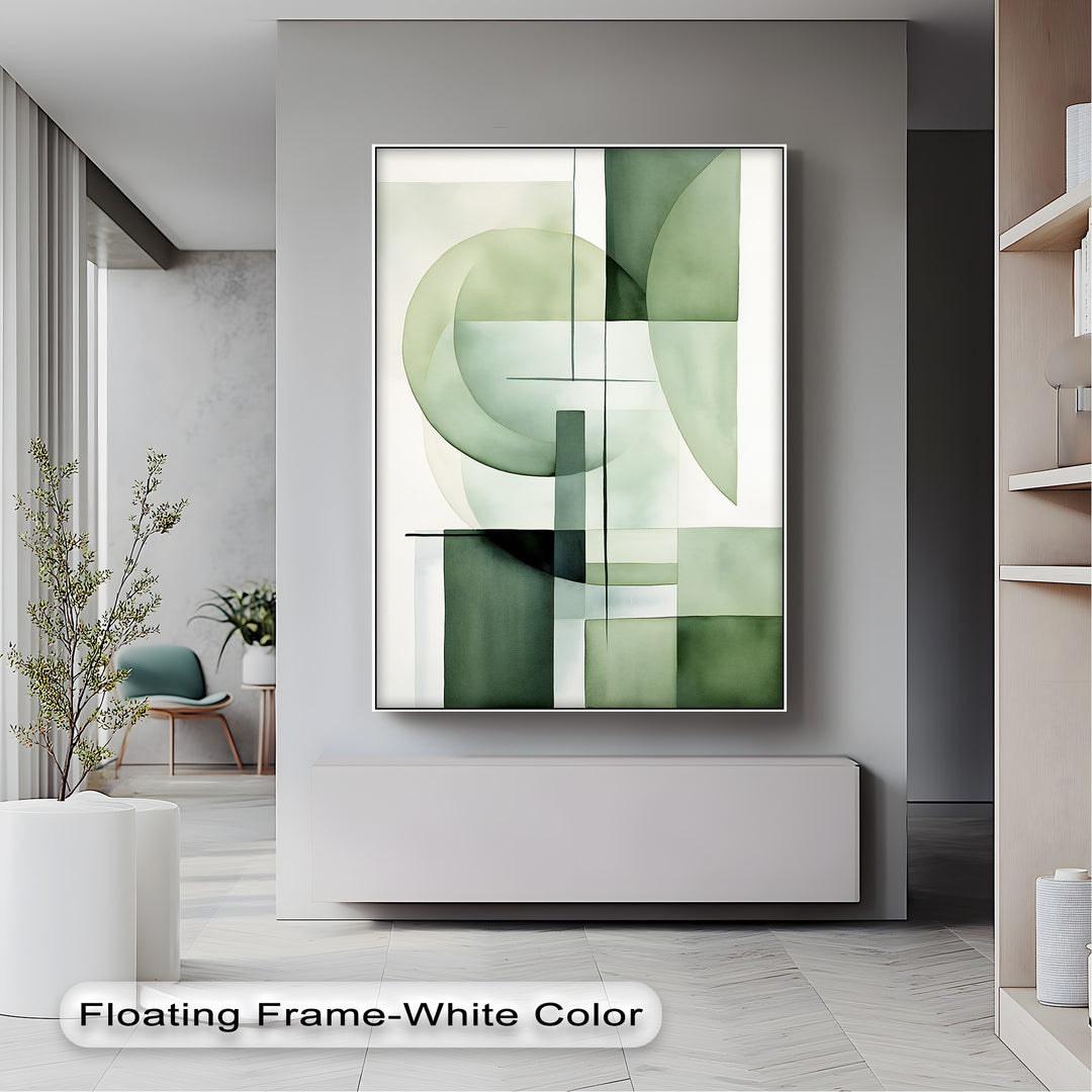 Soft Geometry in Sage – Minimalist Abstract Canvas Print