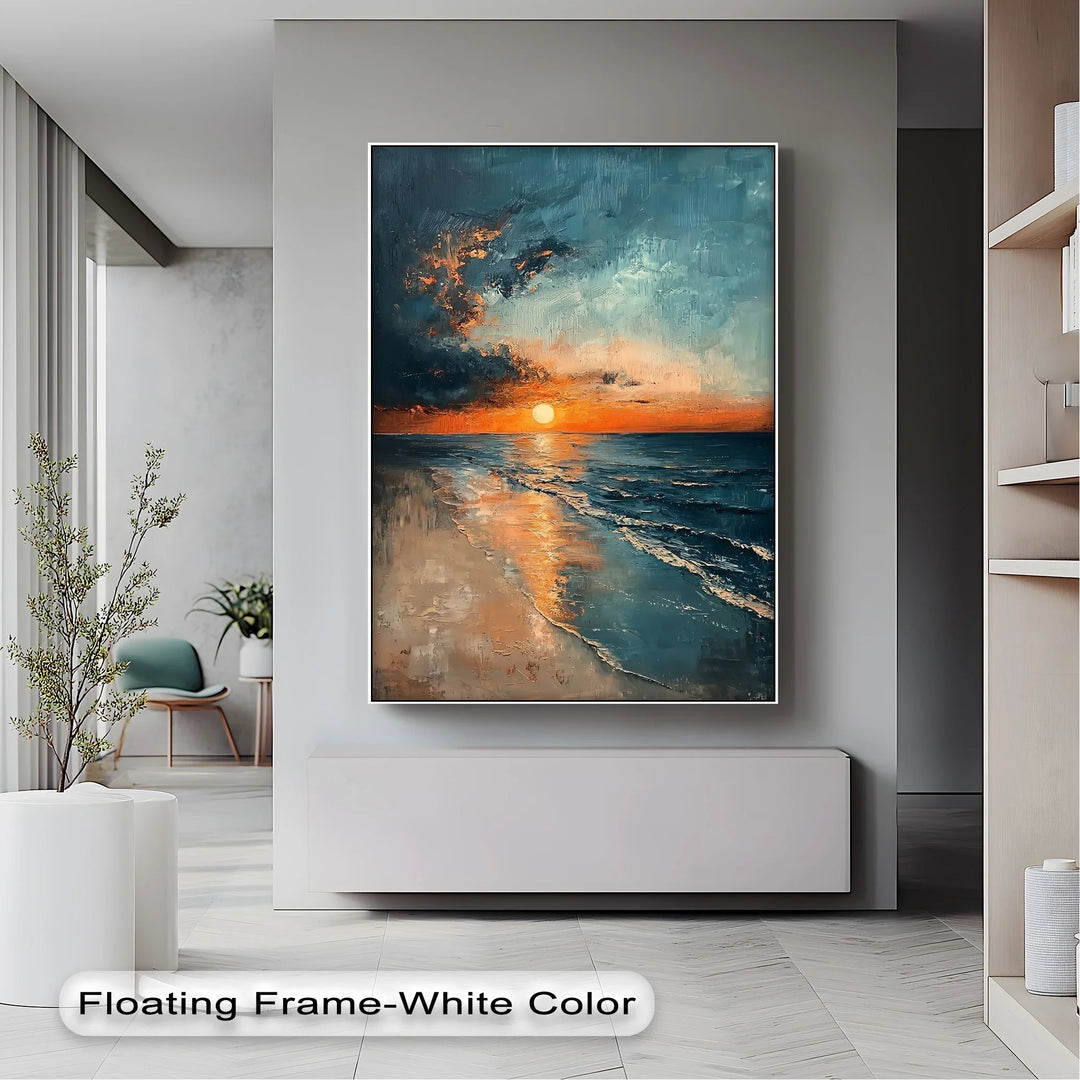 Sunset Serenity Over Ocean Shore – Tranquil Seascape Canvas Print - MyPhotoStation