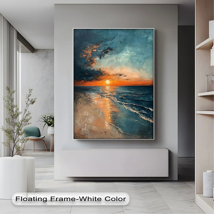 Sunset Serenity Over Ocean Shore – Tranquil Seascape Canvas Print - MyPhotoStation